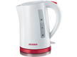 Biały czajnik elektryczny z czerwonymi dodatkami SEVERIN WK 9941 pojemność 1,5 litra