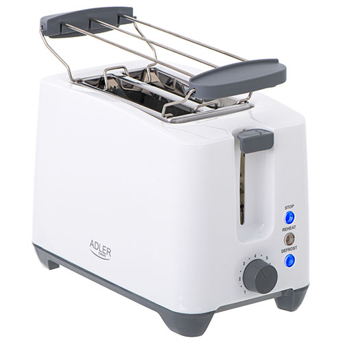 Biały toster ADLER AD3216, (1) - opiekacze, tostery, gofrownice, grille, wypiekacze do wafli